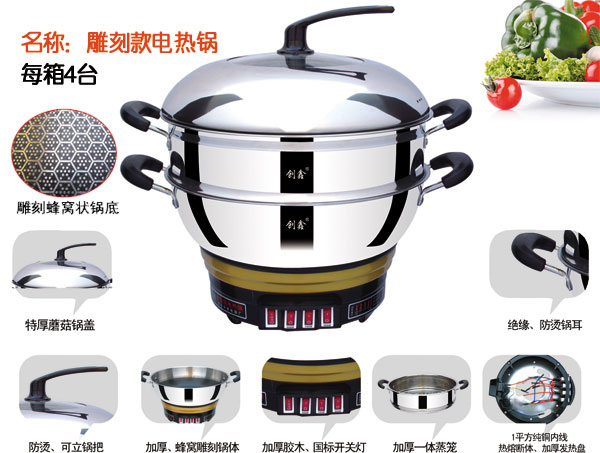 蜂窩不沾電熱鍋 蜂窩不沾電熱鍋